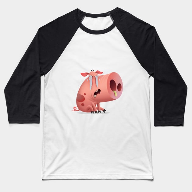 Sad little pig Baseball T-Shirt by Baydaku